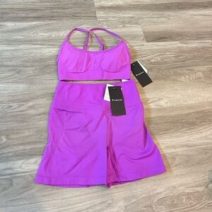 Fabletics Women's Purple Athletic Shorts and sport bra set